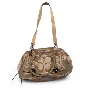 Coach Beige and Cream Poppy Signature Tote Bag